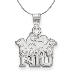 Sterling Silver Northern Illinois U. Small 'NIU' Logo Necklace - 24 In